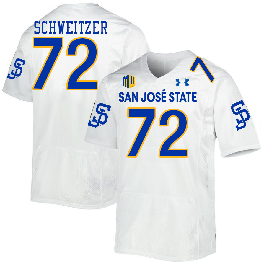 #72 Wes Schweitzer SJSU Jersey,San Jose State Spartans Football Jersey College Uniforms-White